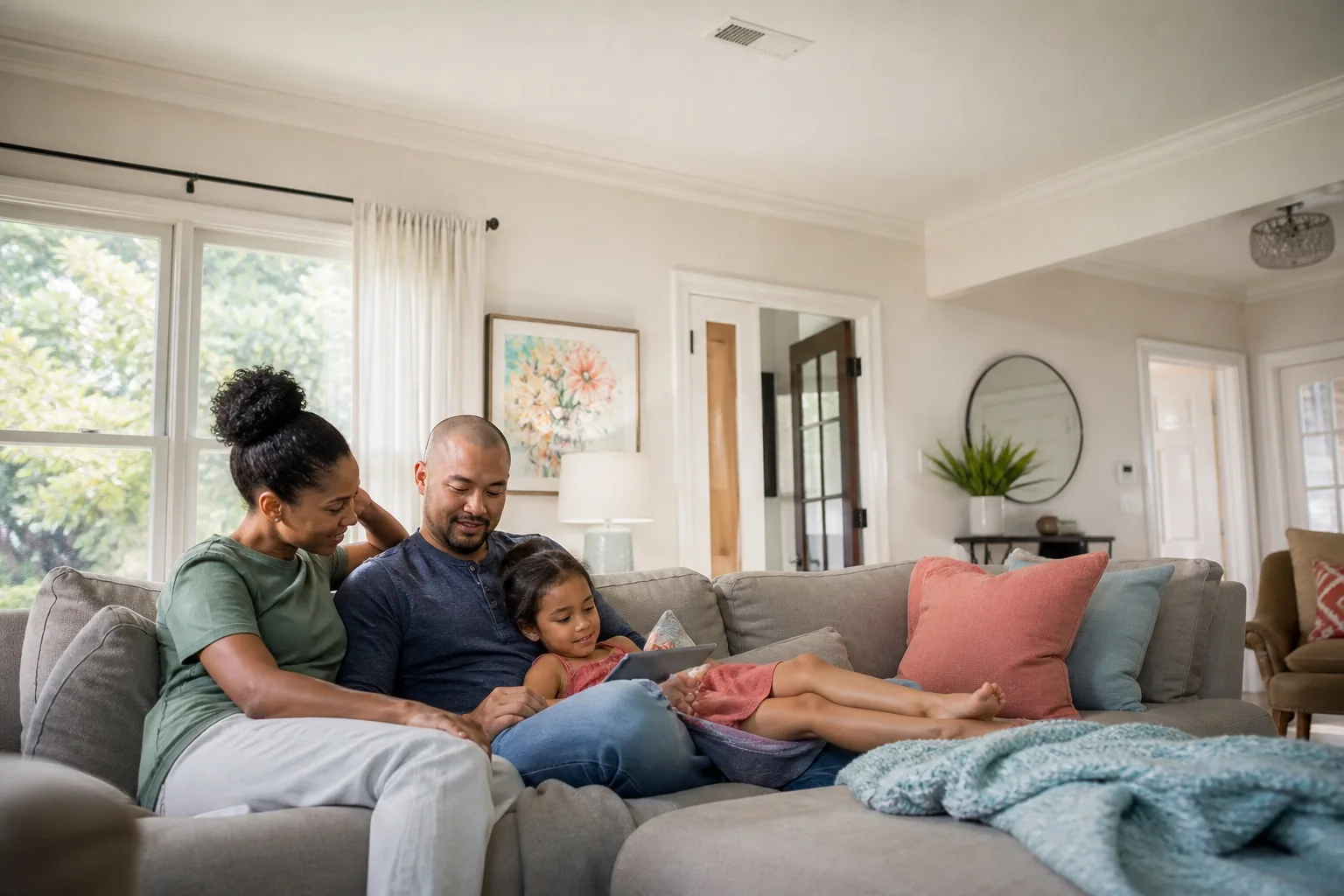 Family enjoying a comfortable home